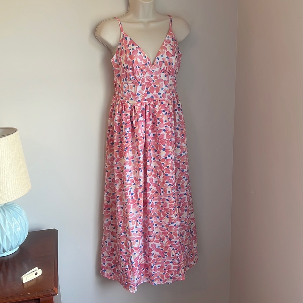 Amazon, pink floral midi dress
